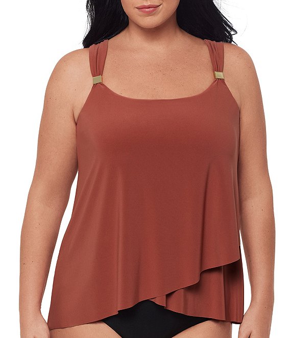 Miraclesuit Plus Size Solid Razzle Dazzle Underwire Bra Tankini Swimsuit