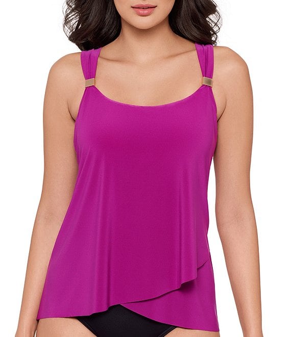 Miraclesuit Razzle Dazzle Scoop Neck DD-Cup Bra Size Underwire Gold Hardware Tankini Swim Top