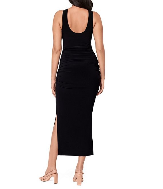 double slit midi dress Double Up High Slit Maxi Dress - Black
