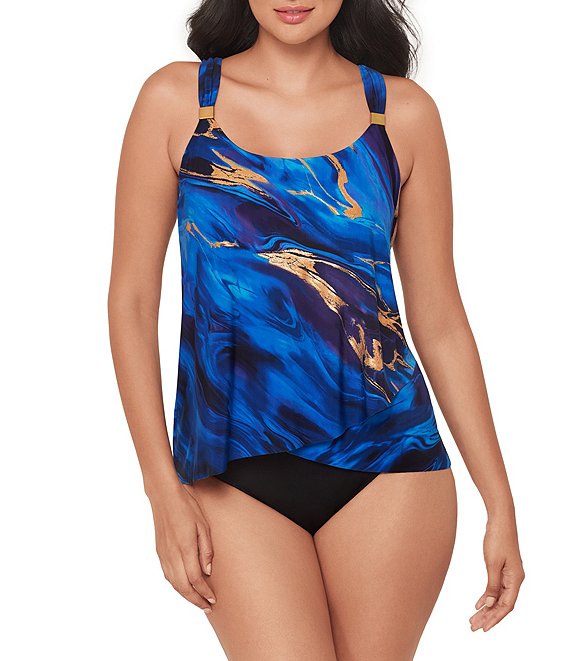 Miraclesuit Stella Nova Dazzle Underwire Scoop Neck Tankini Swim Top & Solid High Rise Bikini Swim Bottom