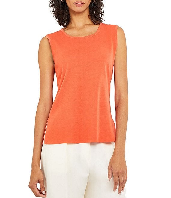 Faded Terracotta Scoop Neck Knit Tank - Women's Sleeveless Tops