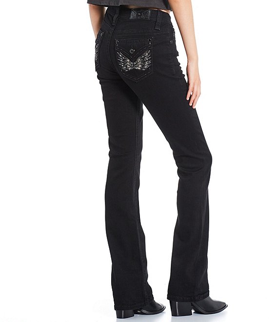 Miss Me Mid Rise Embellished Wing Flap Pocket Bootcut Jeans | Dillard's