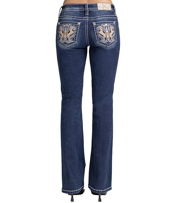 Miss Me Mid Rise Pony Pocket Bootcut Jeans
