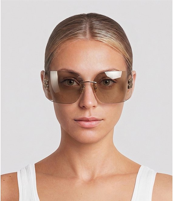 Miu Miu Women's MU 54YS80-Z 80mm Wrap Mirrored Sunglasses | Dillard's