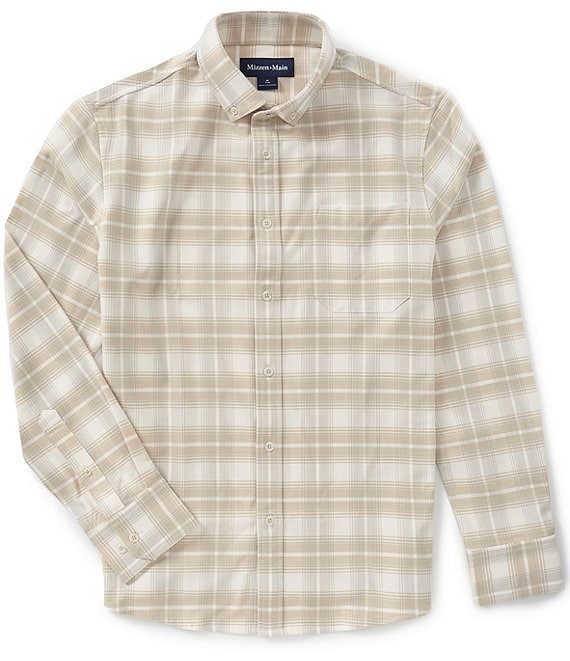 Mizzen+Main City Flannel Walter Plaid Performance Stretch Long Sleeve Woven Shirt