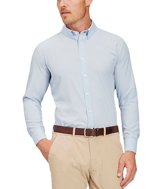 Color:Light Blue - Image 1 - Leeward Formal Performance Stretch Long Sleeve Woven Shirt