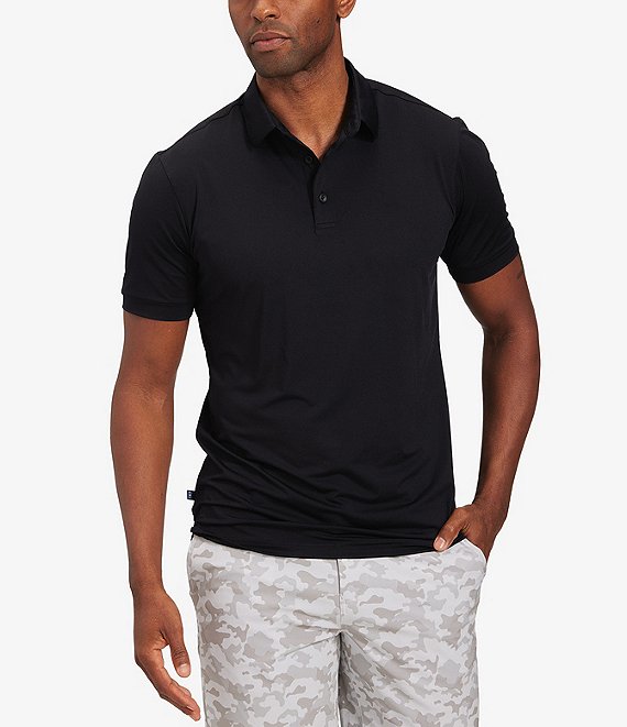 Color:Black - Image 1 - Versa Solid Performance Stretch Short Sleeve Polo Shirt
