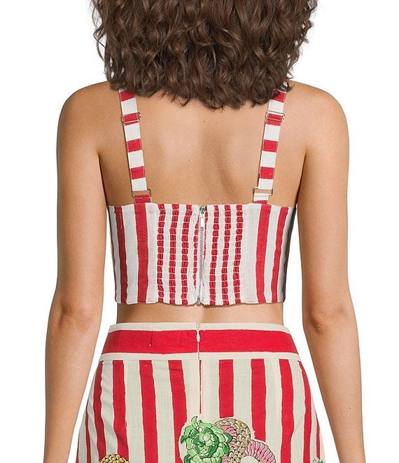 Mo Maya Stripe Sweetheart Neckline Sleeveless Coordinating Bra Top