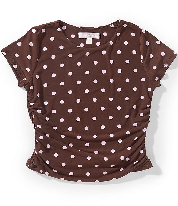 Moa Moa Big Girls Short Sleeve Polka Dot Ruched Top