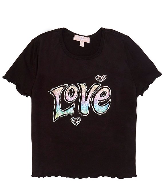 Moa Moa Big Girls 7-16 Ruffle Short Sleeve & Round Neck Graphic Design ...