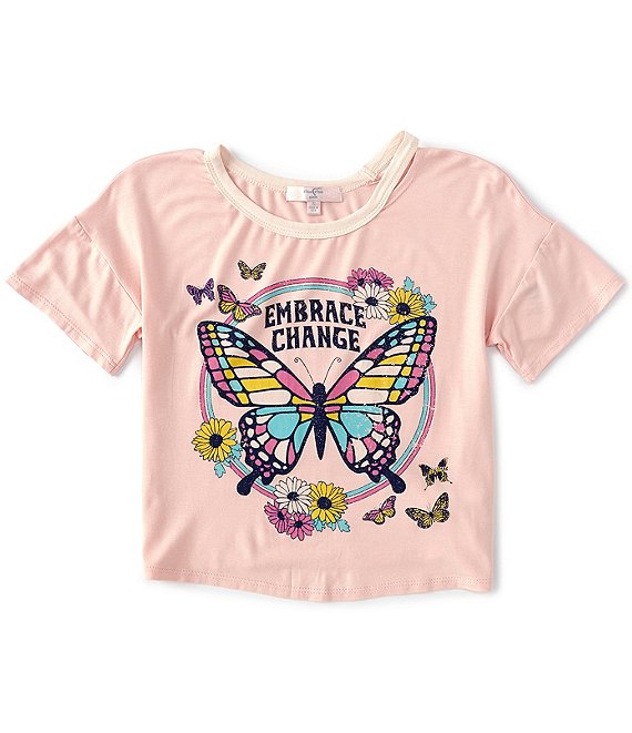 Moa Moa Big Girls 7-16 Short Sleeve Embrace Change Butterfly Tee