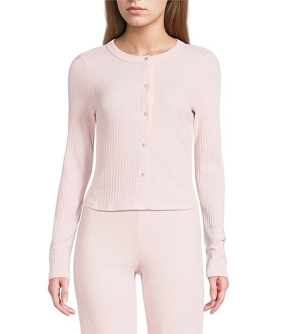 Moa Moa Button Front Long Sleeve Top, Blush Pink - Image 1