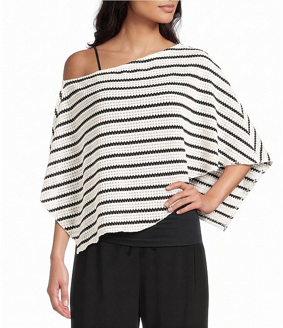Moa Moa Crochet Knit Asymmetrical Poncho