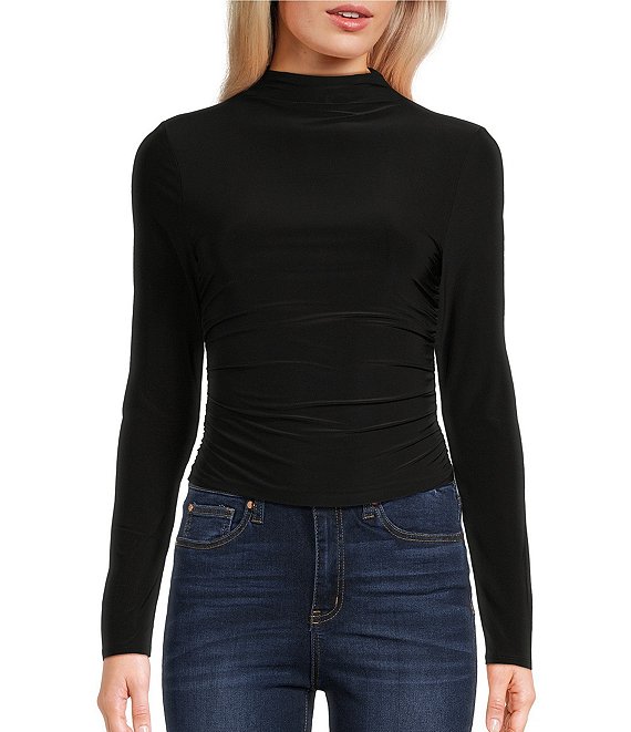 Moa Moa Long Sleeve Slinky Mock Neck Top | Dillard's