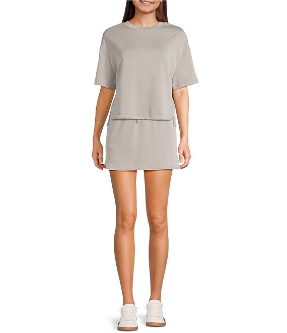 Moa Moa Mid Rise Drawstring Coordinating Mini Skort