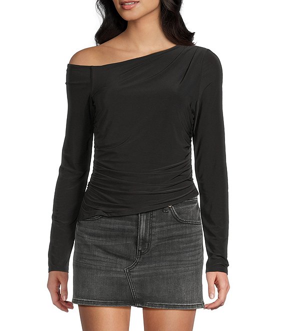 トップス MoA Moa Moa Off The Shoulder Long Sleeve Asymmetrical Hem Top | Dillard's
