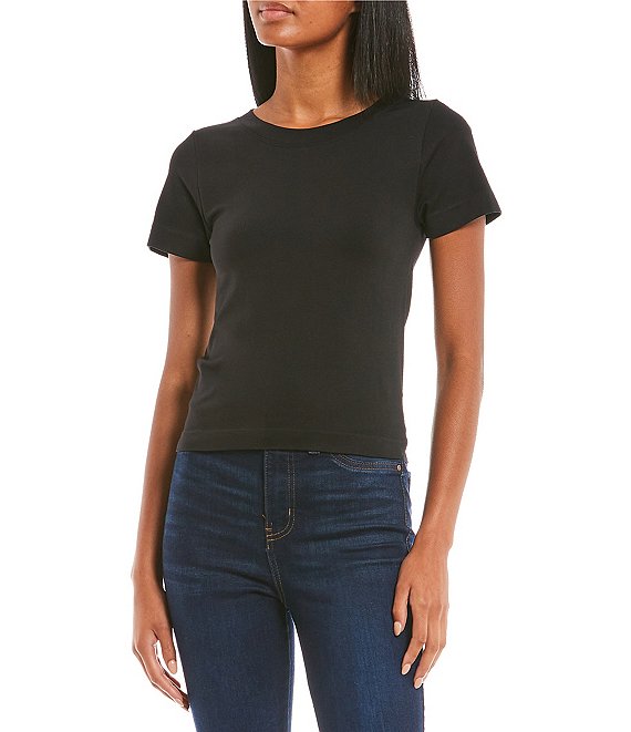 Color:Black - Image 1 - Seamless Short Sleeve T-Shirt
