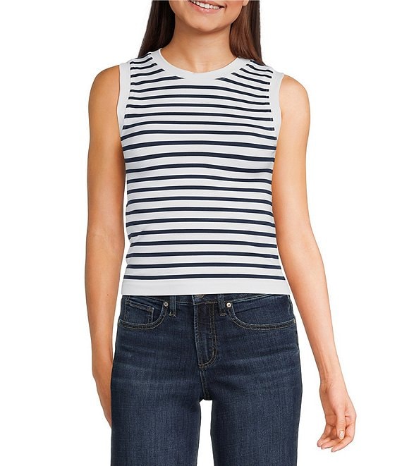 Moa Moa Seamless Striped Cropped Tank Top