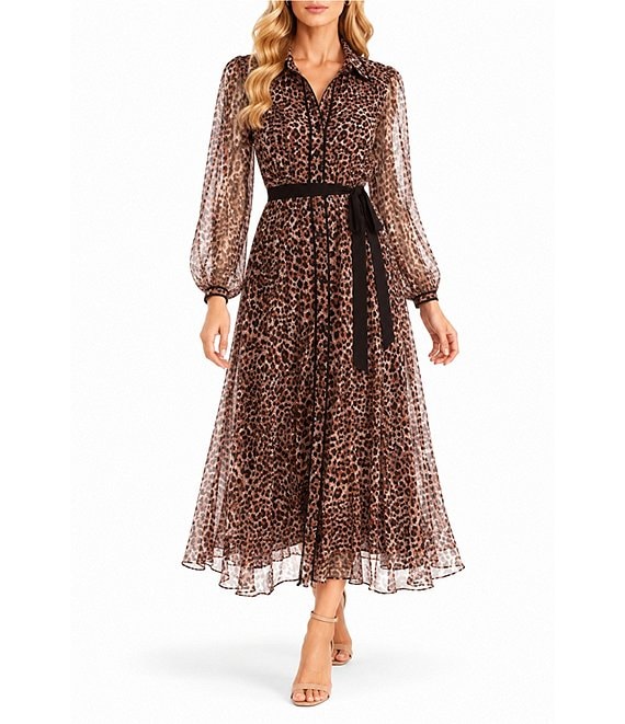 Moda Tara Animal Print Button Front Midi Dress