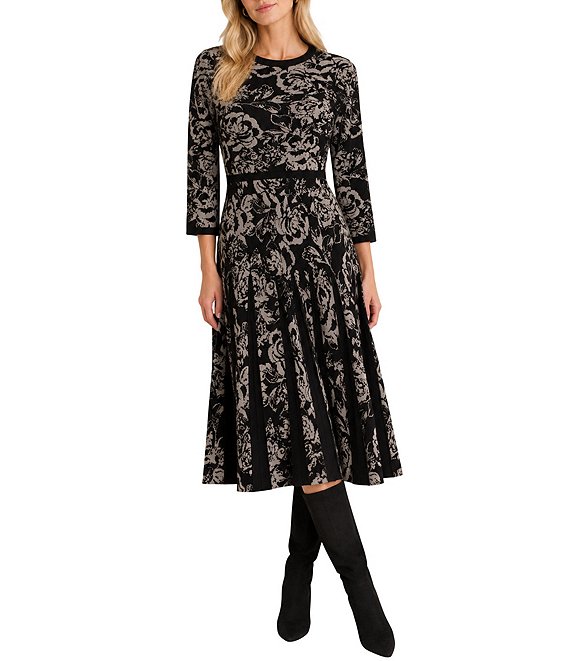 Moda Tara Contrasting Floral Sweater Dress