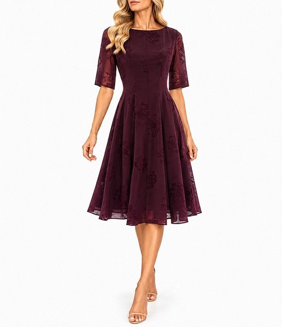 Moda Tara Embossed Print Midi Dress