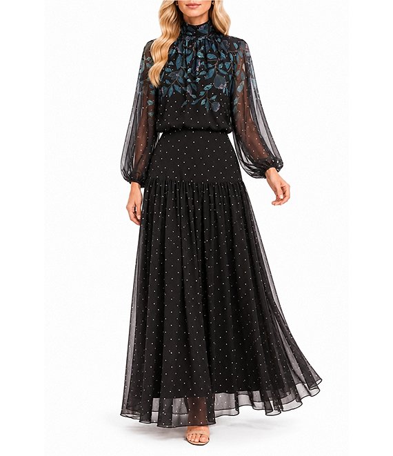 Moda Tara High Neck Blouson Maxi Dress