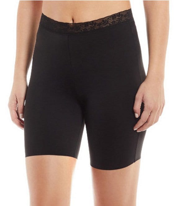 Color:Black - Image 1 - Lace Trim Smoothing Slip Shorts