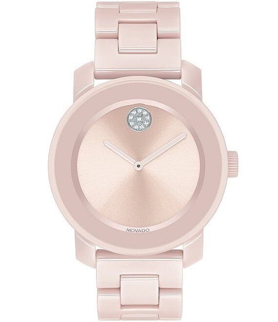 Color:Pink - Image 1 - Bold Mid Size Blush Ceramic Watch