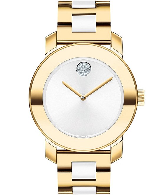 Color:Two Tone - Image 1 - Bold Women's Iconic Two Tone Ceramic Bracelet Watch