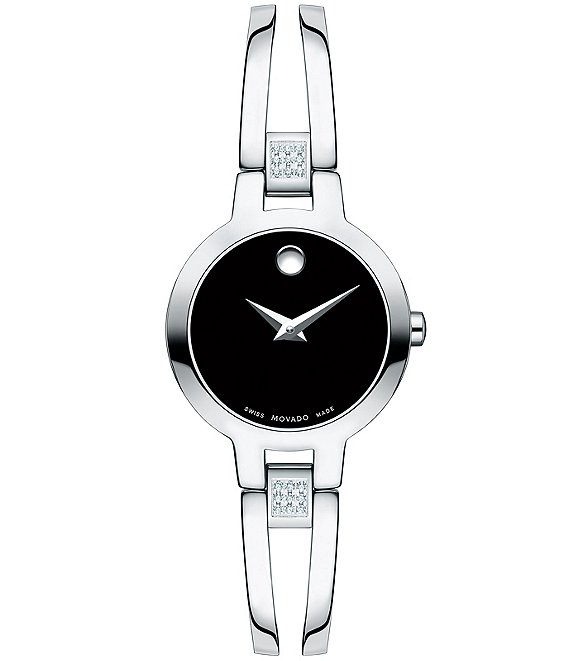 Color:Silver - Image 1 - Double Bar Bangle Amorosa Watch with Diamond Detail