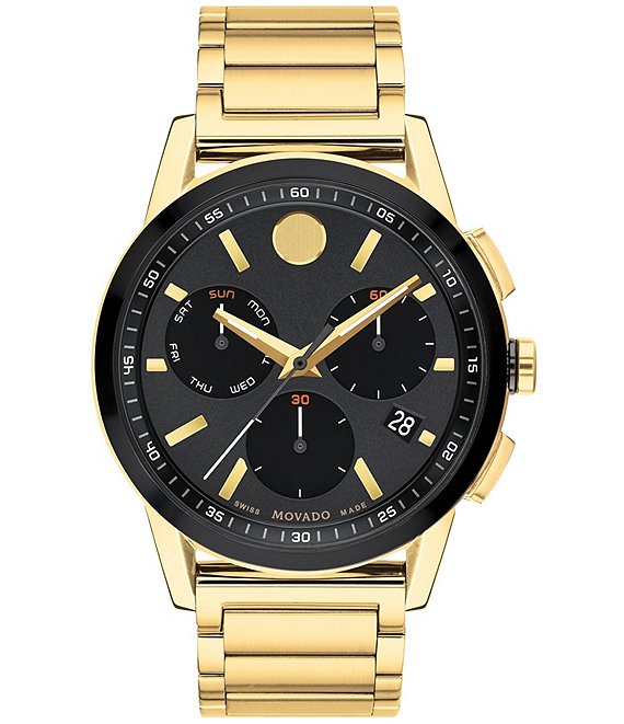 Color:Gold - Image 1 - Men's Museum Sport Chronograph Gold Stainless Steel Bracelet Watch