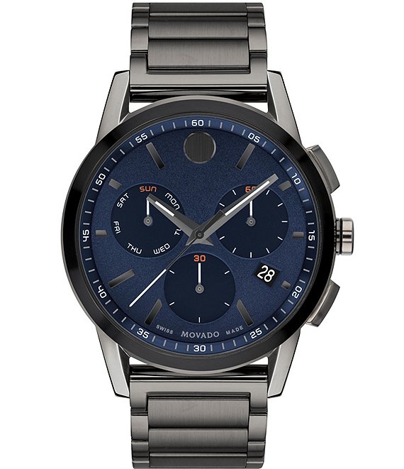 Movado Men's Museum Sport Chronograph Gunmetal Stainless Steel Bracelet Watch