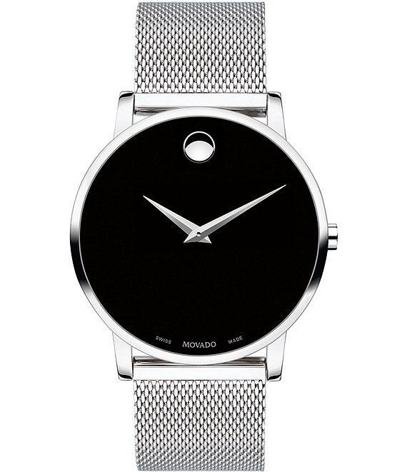 Color:Silver-Tone - Image 1 - Men's Stainless Steel Mesh Bracelet Watch