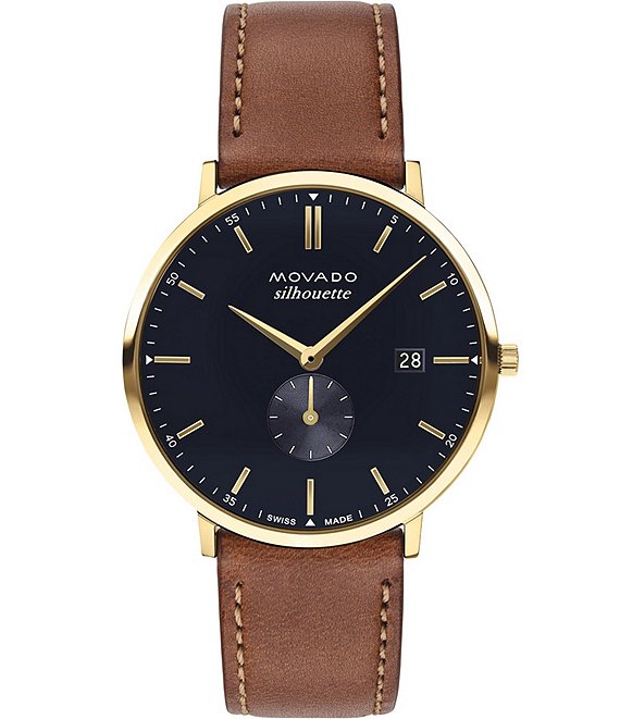 Movado Women s Heritage Quartz Analog Cognac Leather Strap Watch Dillard s