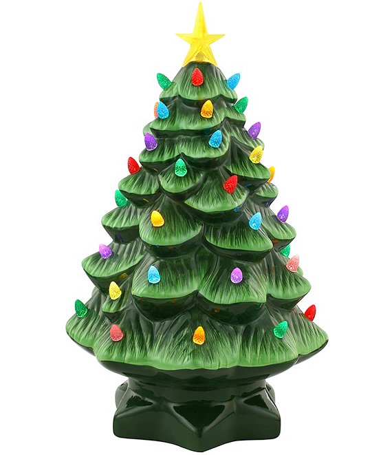 Mr. Christmas Nostalgic Ceramic Christmas Tree White Large Green Tall Light  Up