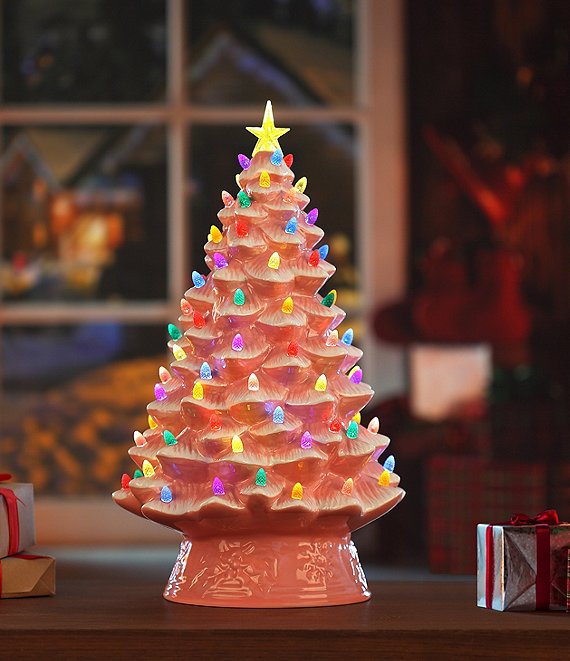 Mr. Christmas Nostalgic Ceramic LED Tabletop Christmas Tree, 18