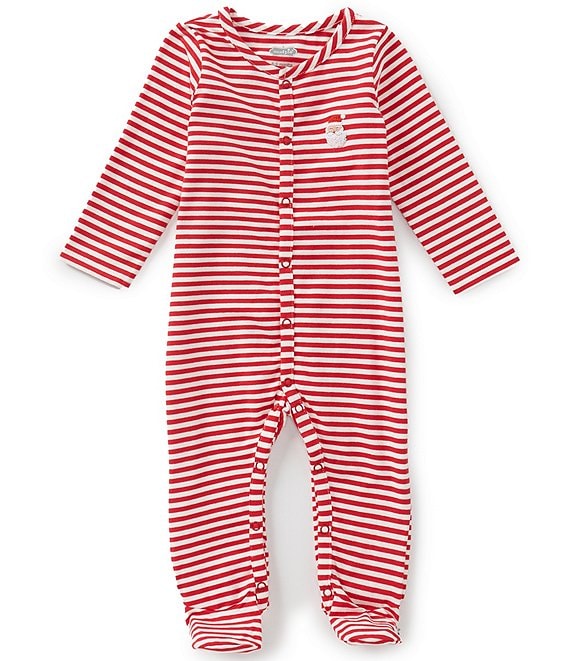 Mud Pie Baby Boys Long Sleeve Stripe Footed Coverall
