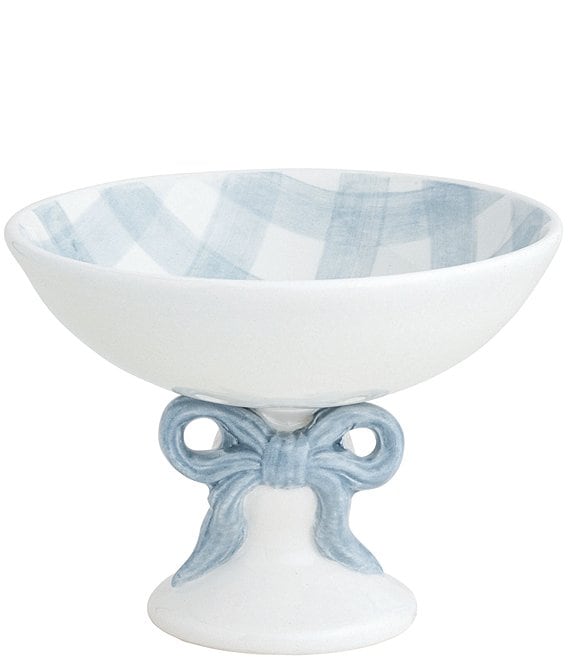 Mud Pie Bow Collection Gingham Pedestal Candy Dish