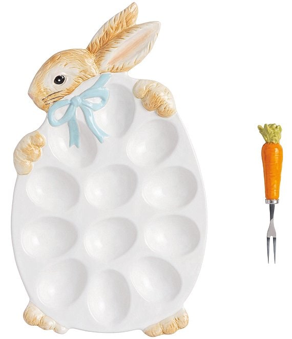 Mud Pie Bunny Deviled Egg Platter Set