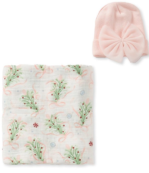 Mud Pie Christmas Tree Swaddle Blanket & Hat Set