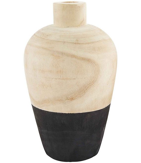 Mud Pie Collection Two-Tone Paulownia Wood Decor Vase