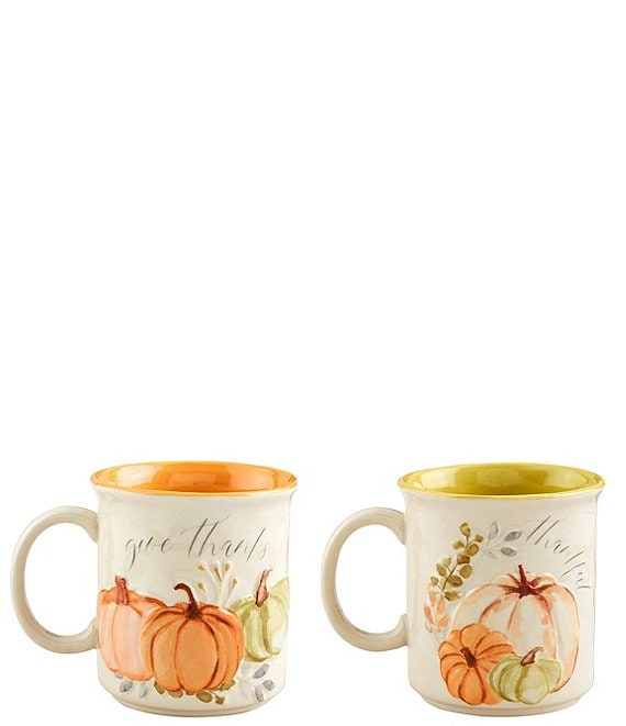 Mud Pie Harvest Assorted Gather Pumpkin Mugs Set