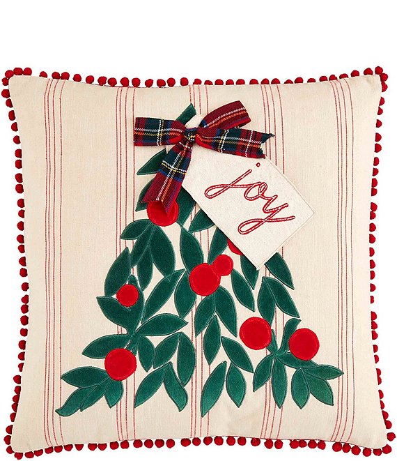 Mud Pie Holiday Merry Christmas Tree Velvet Applique Pillow