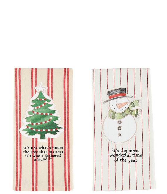 Festive Holiday Stripe Kitchen Towels - Set of 2