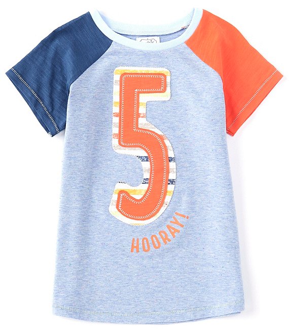 Color:Blue/Red/White - Image 1 - Little Boys 5T Short-Sleeve Boy 5th Birthday Tee