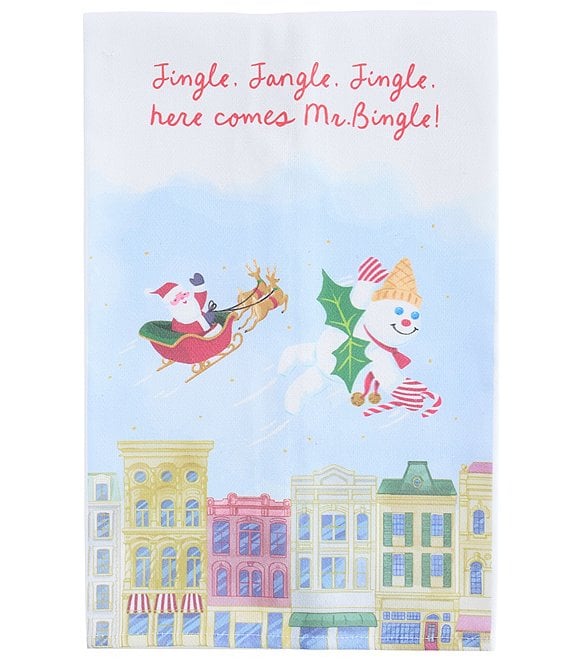 Mud Pie Mr Bingle And Santa Scene Towel