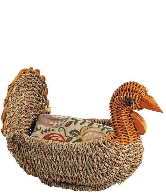 Mud Pie Thanksgiving Turkey Basket & Towel Set