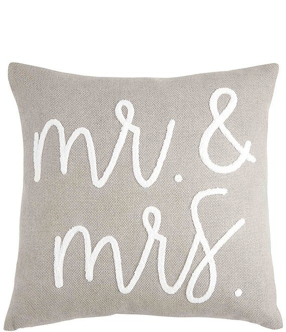 Mud Pie Wedding Boucle Mr & Mrs Square Pillow