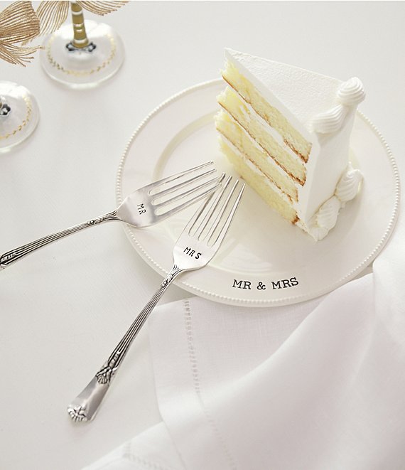 Mr and Mrs Wedding Cake Fork Set