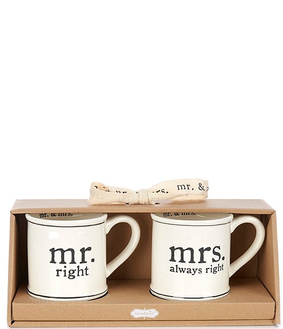 Mud Pie Wedding Mr & Mrs Right Mug Set